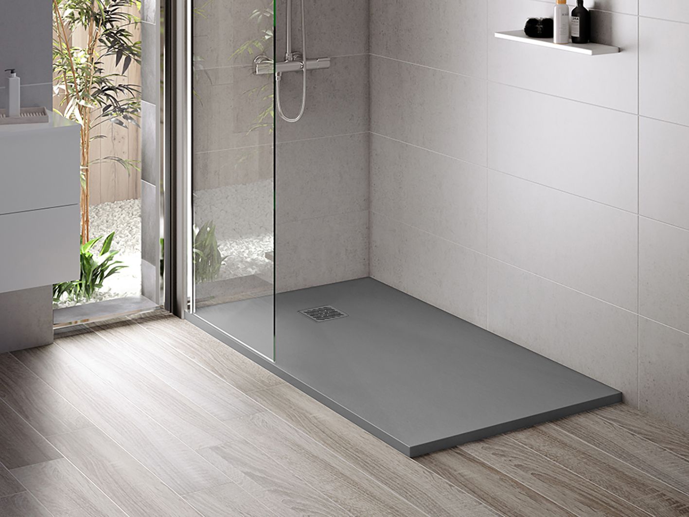 ALONI MADISON RECEVEUR DE DOUCHE - COMPOSITE - 90X90X3CM - GRIS MAT vue 2
