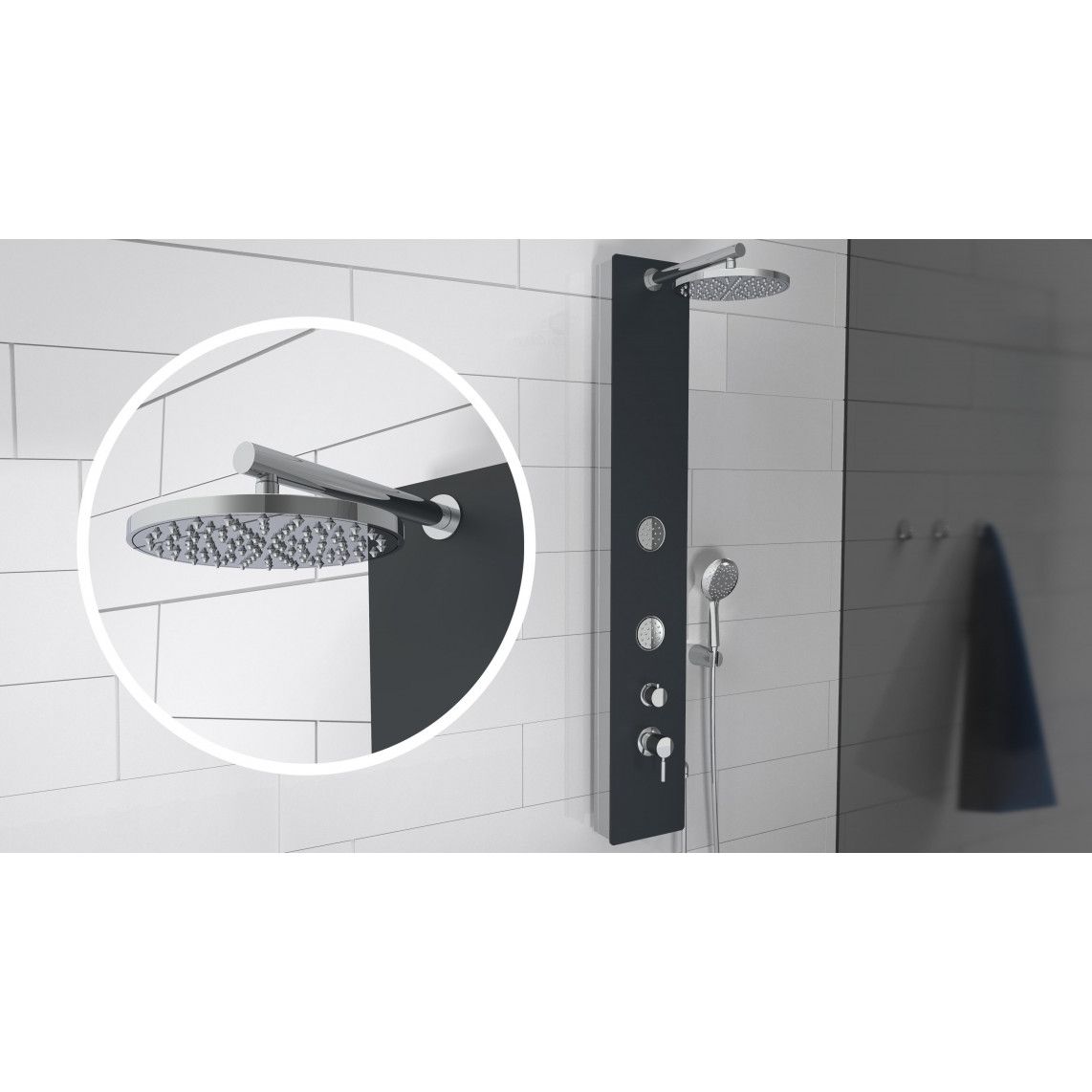 60033 Shower panel, glass,/anthracite vue 5