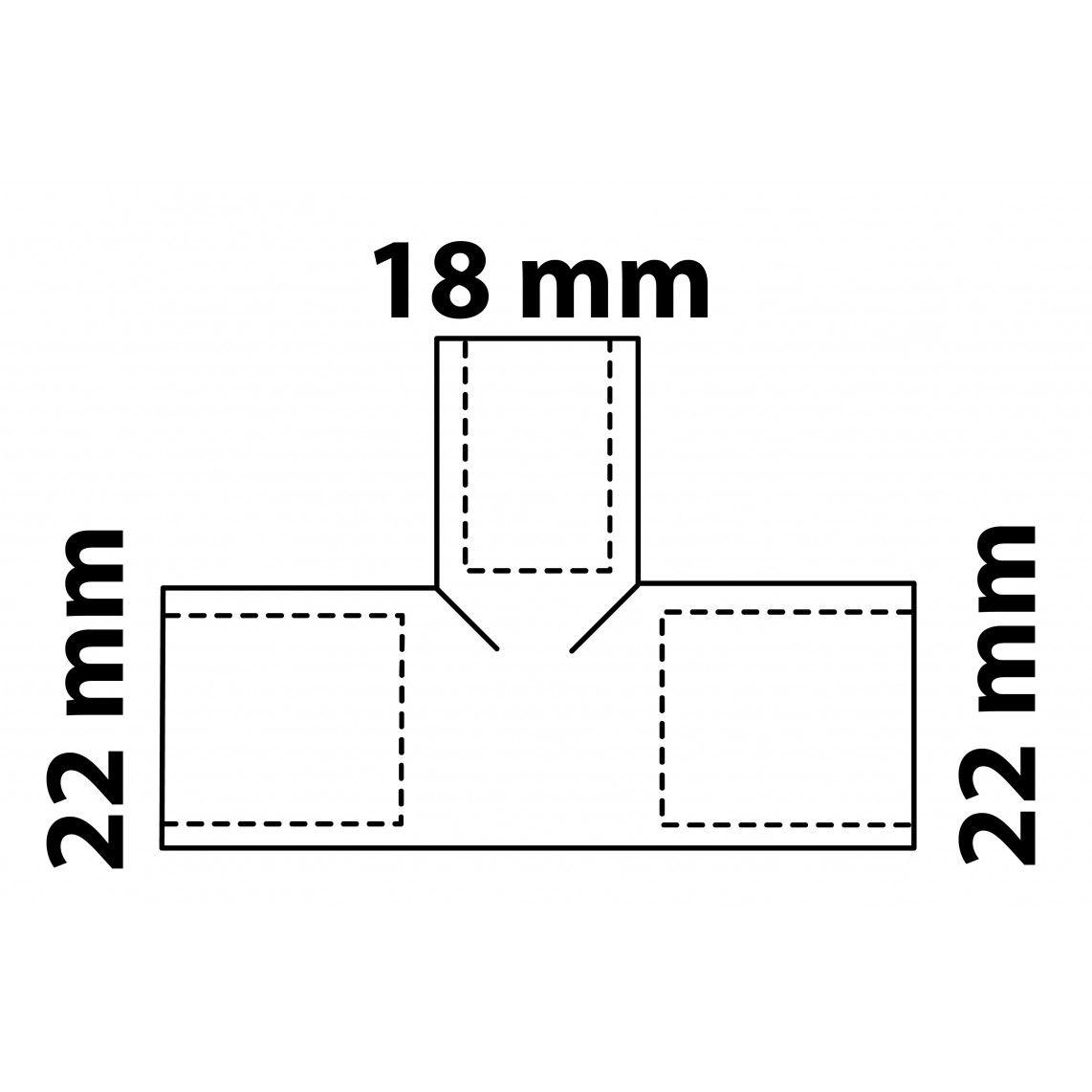 989278055 CU verloop T-stuk, blanco, 22 mm x 18 mm x 22 mm, 3 mofen (5130) vue 3