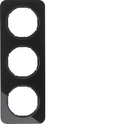 Plaque de recouvrement 3 postes Berker R.1 Verre, Noir