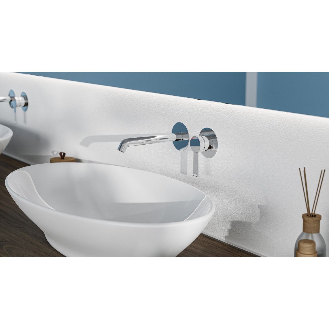 33160 LOS ANGELES Wash basin mixer, chrome, for wall fixing vue 7