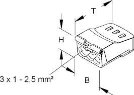 Raccord sans vis, 3 x 1 - 2,5mm² - transparent