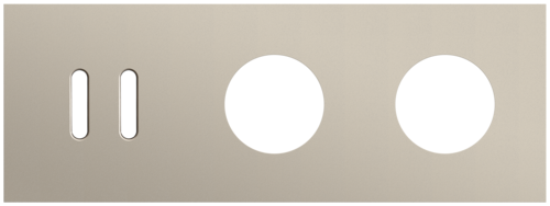 Plaque de recouvrement triple, horizontale 71 mm d'entraxe, pour une fonction de commutation double et deux fonctions de prise de courant, Niko Rocker steel champagne coated