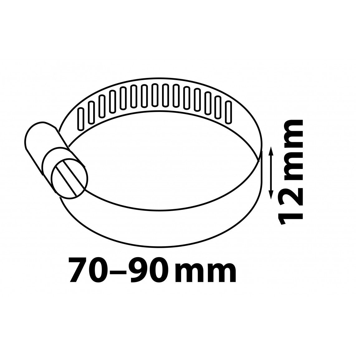 987378255 Hose clamp, stainless steel, 12 x 70 - 90 mm vue 2