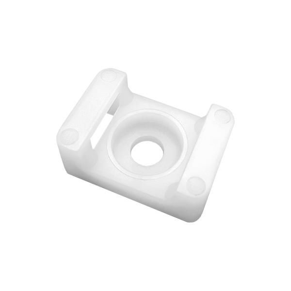 Embase pour collier de câblage fixation à vis 22 x 16mm, diamètre 6.8mm, Blanc, 100 pièces