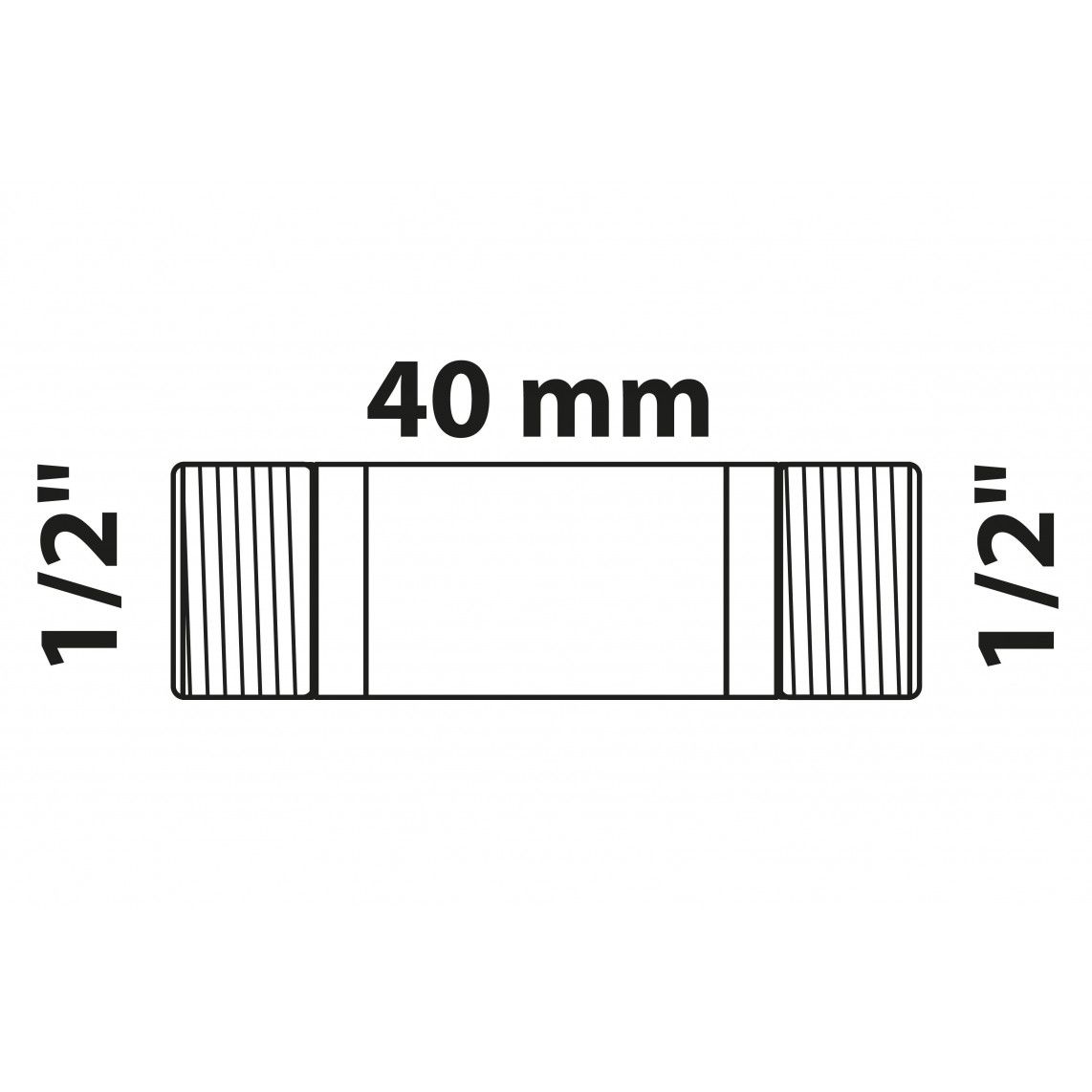 988961013 BR dubbele buisnippel, blanco, 1/2" x 40 mm, (3530) vue 2