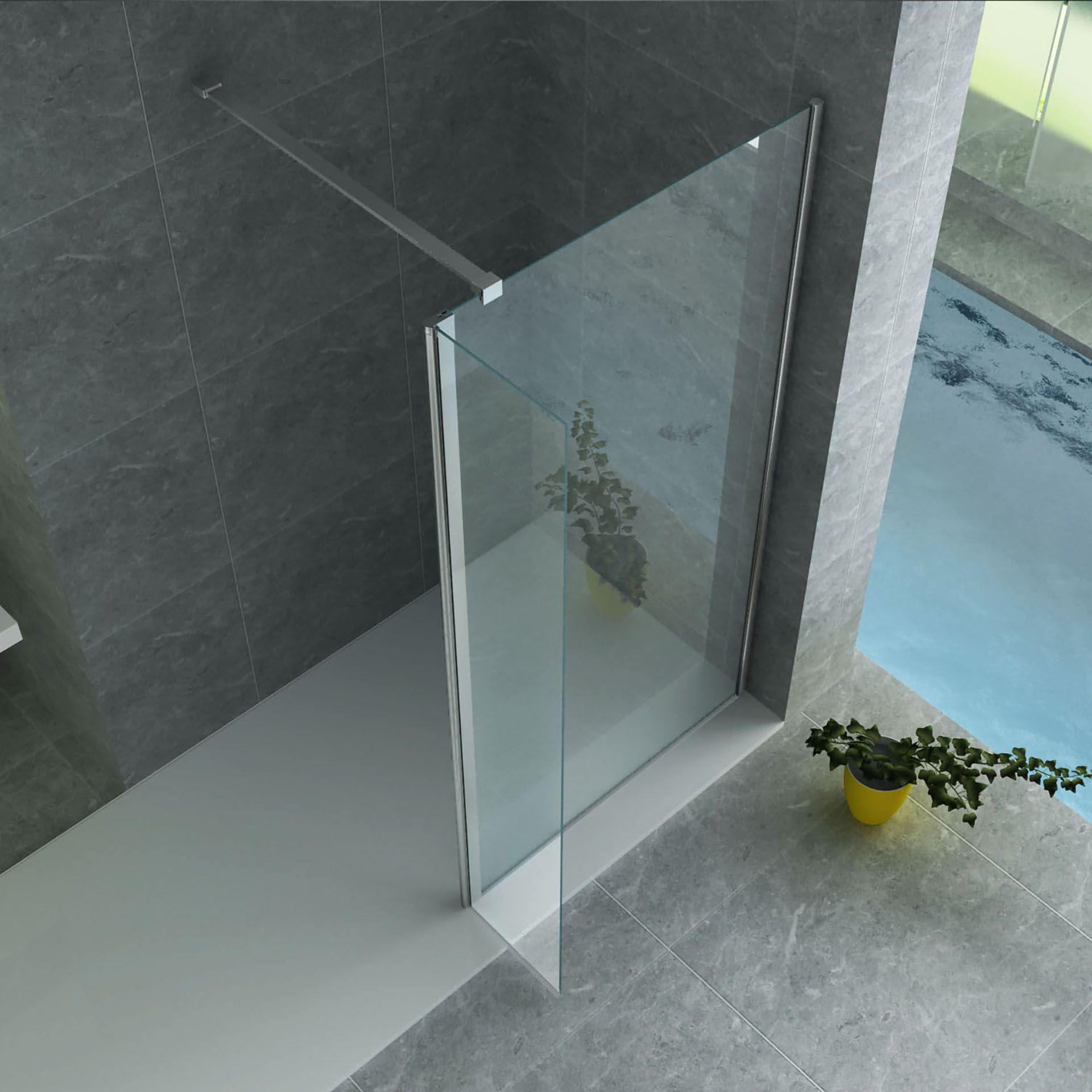 ALONI PAROI LATÉRALE POUR DOUCHE À L’ITALIENNE – PIVOTANTE - 400X2000MM - CHROME-VERRE CLAIR vue 4