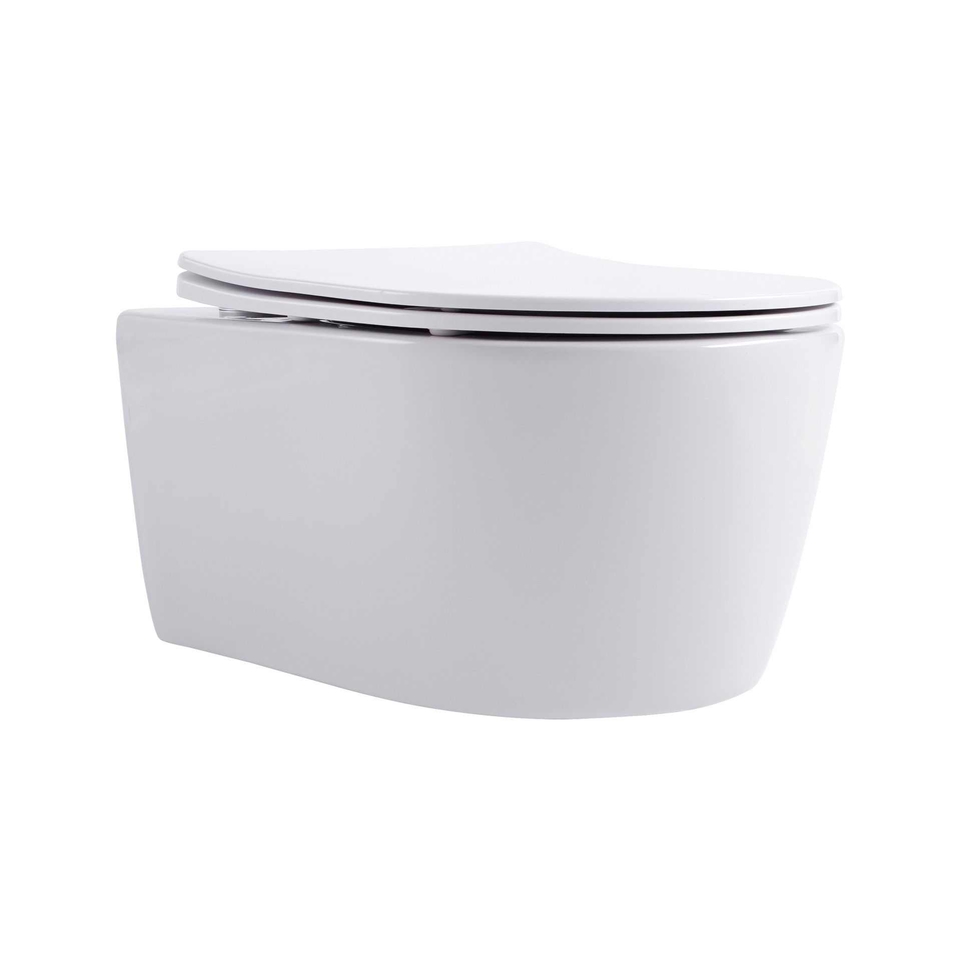 ALONI PRO WC SUSPENDU – SANS BRIDE – AVEC ABATTANT – DUROPLAST – SOFT CLOSE – QUICK RELEASE – COMPACT 49 CM - 36X32X49 CM – BLANC MAT vue 4