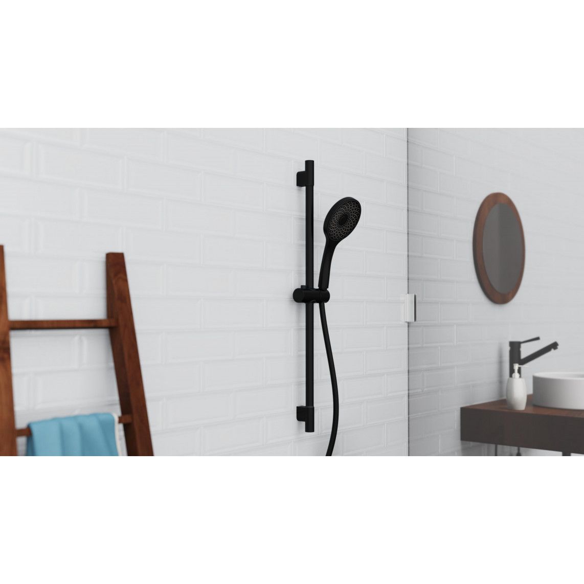 64996 CAPRI Shower rail set, black matt vue 11