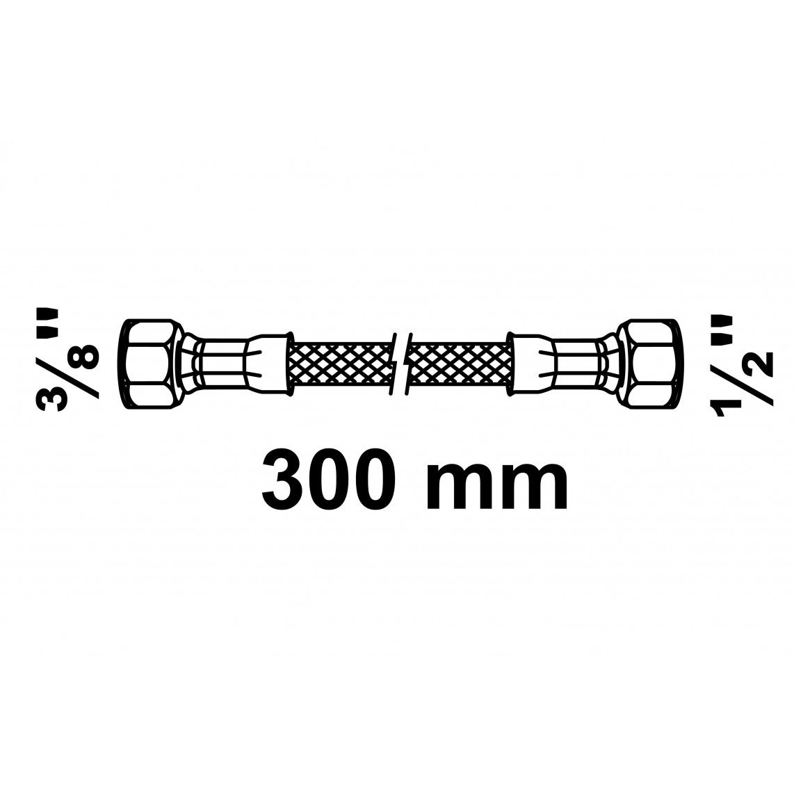 98627725 Flexible connection hose 300 mm, 3/8" female x 1/2" female vue 2