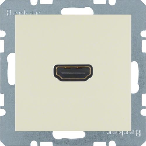 Prise Hdmi avec fiche de connexion 90° Berker S.1 / B.3 / B.7 Blanc, brillant