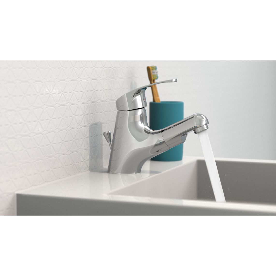 NI075TCO VICO Wash basin mixer, chrome, with pull-out sprayer vue 6