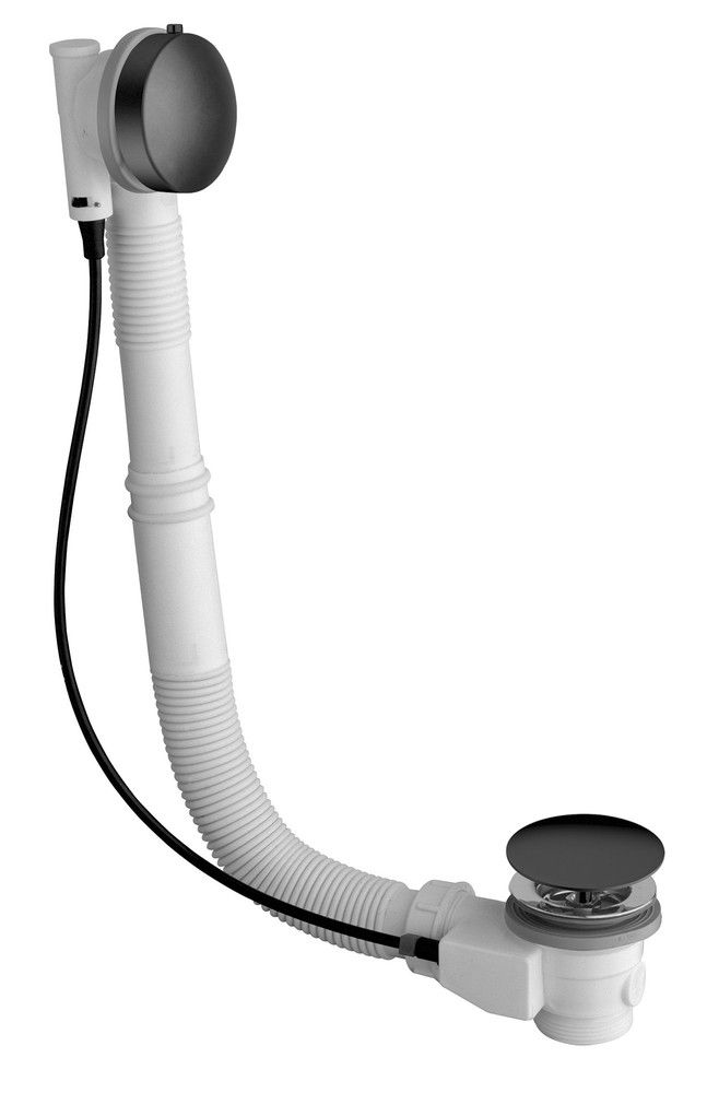 Van Marcke Garniture Baignoire Bouton À Tourner D52MM Câble 580MM Siphon Noir
