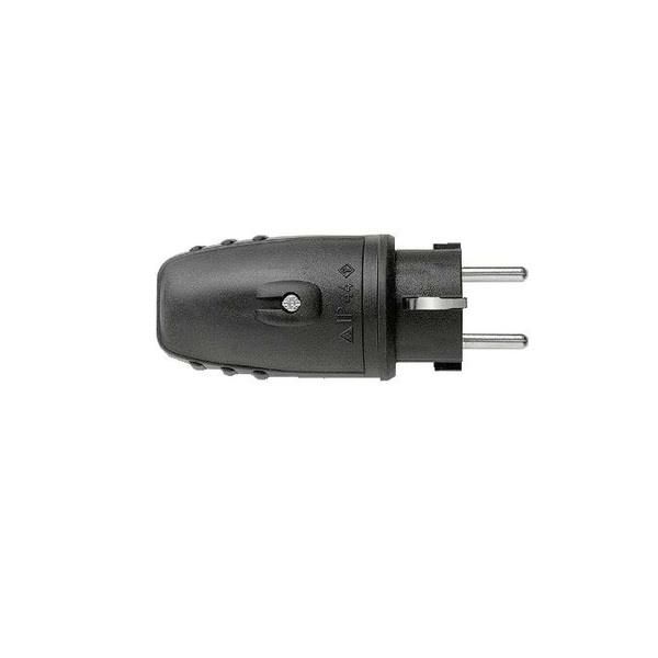 Fiche mâle caoutchouc 2 pôles + T IP44 10 / 16A 250V