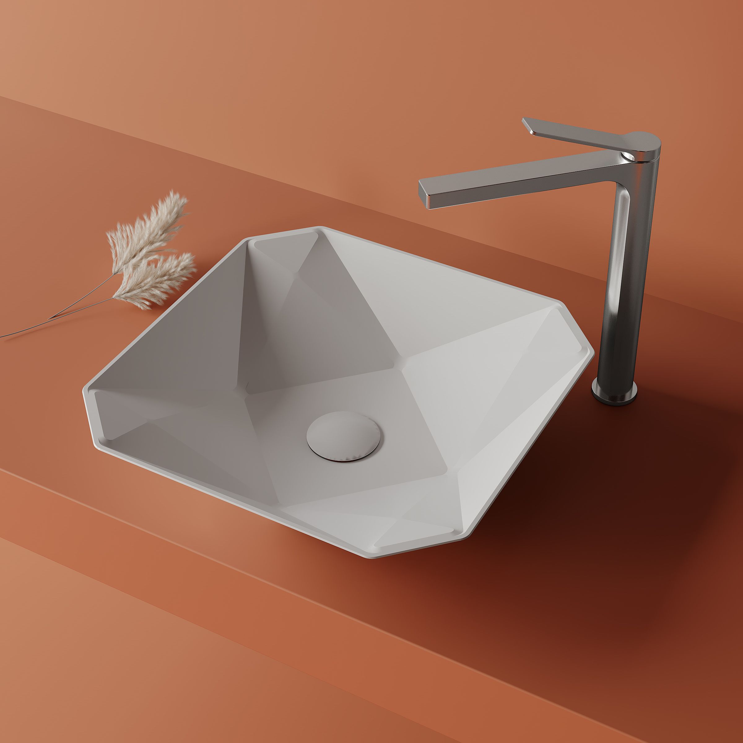 Creavit Ruby RB040 Vasque – À Poser – Céramique – Sans Trop-plein – Sans Trou DE Robinet – 40×8,5×40 CM – Blanc Brillant