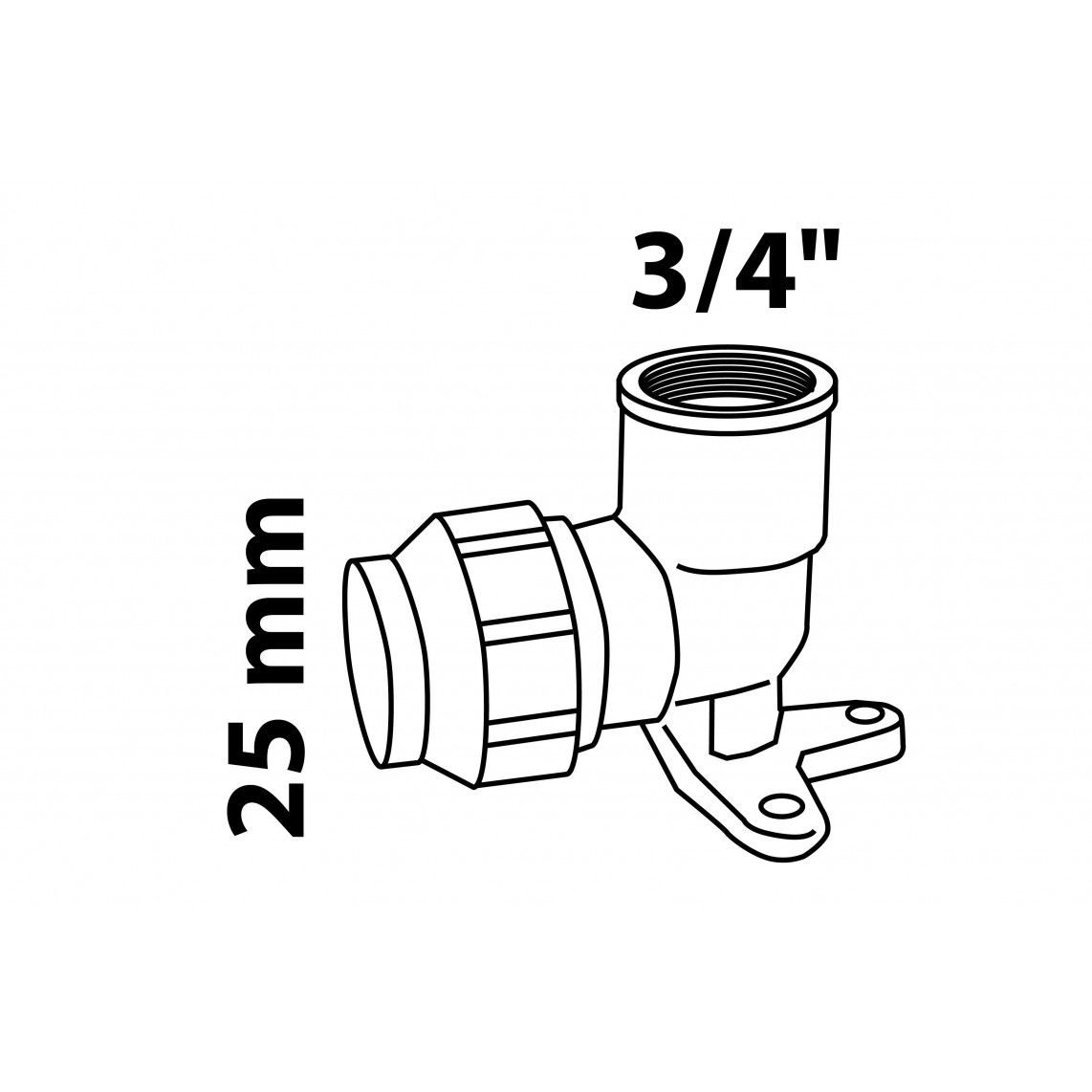 984836255 Elbow wall plate, brass, 25 mm x 3/4" female, clamp fitting for HDPE pipe, DVGW certified vue 2
