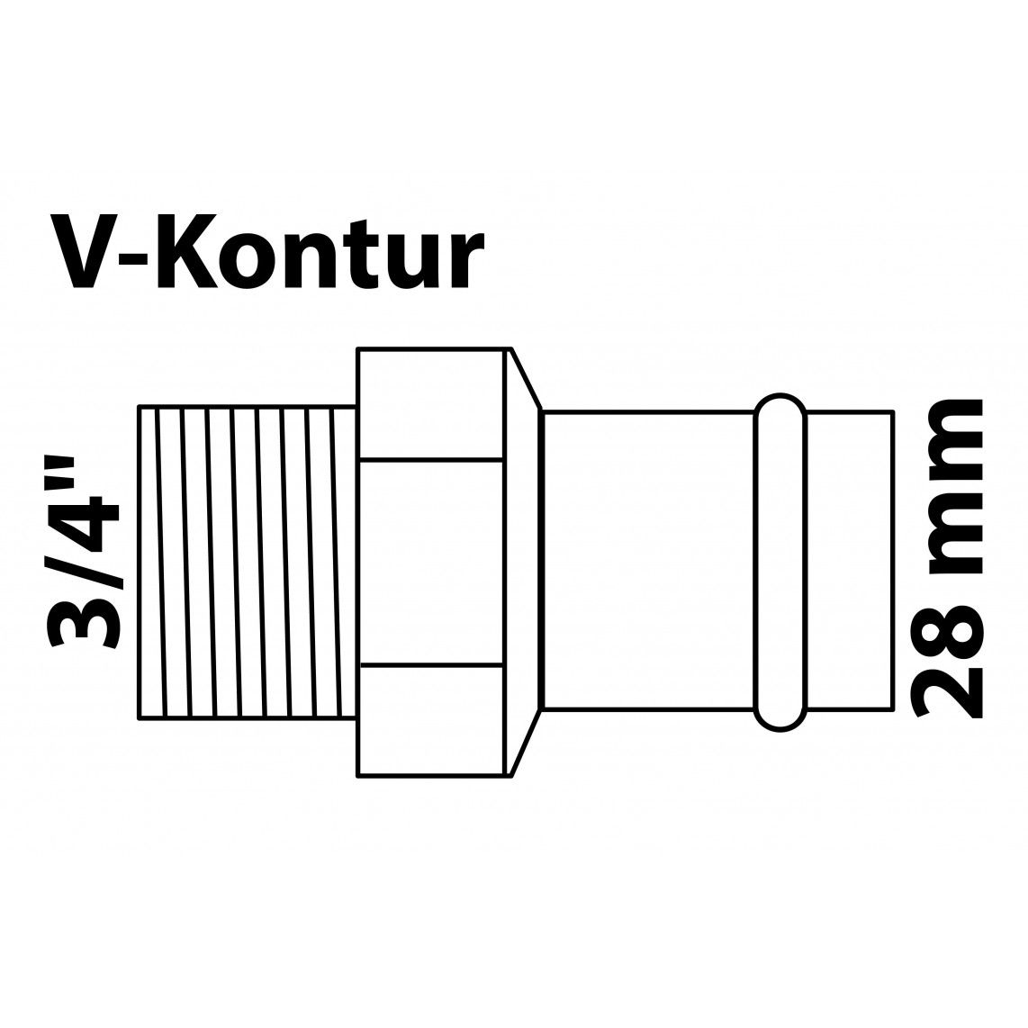 988623754 BR Mamelon de transition, vierge, 28 mm x 3/4" M, 1 manchon, (P4243g) vue 2