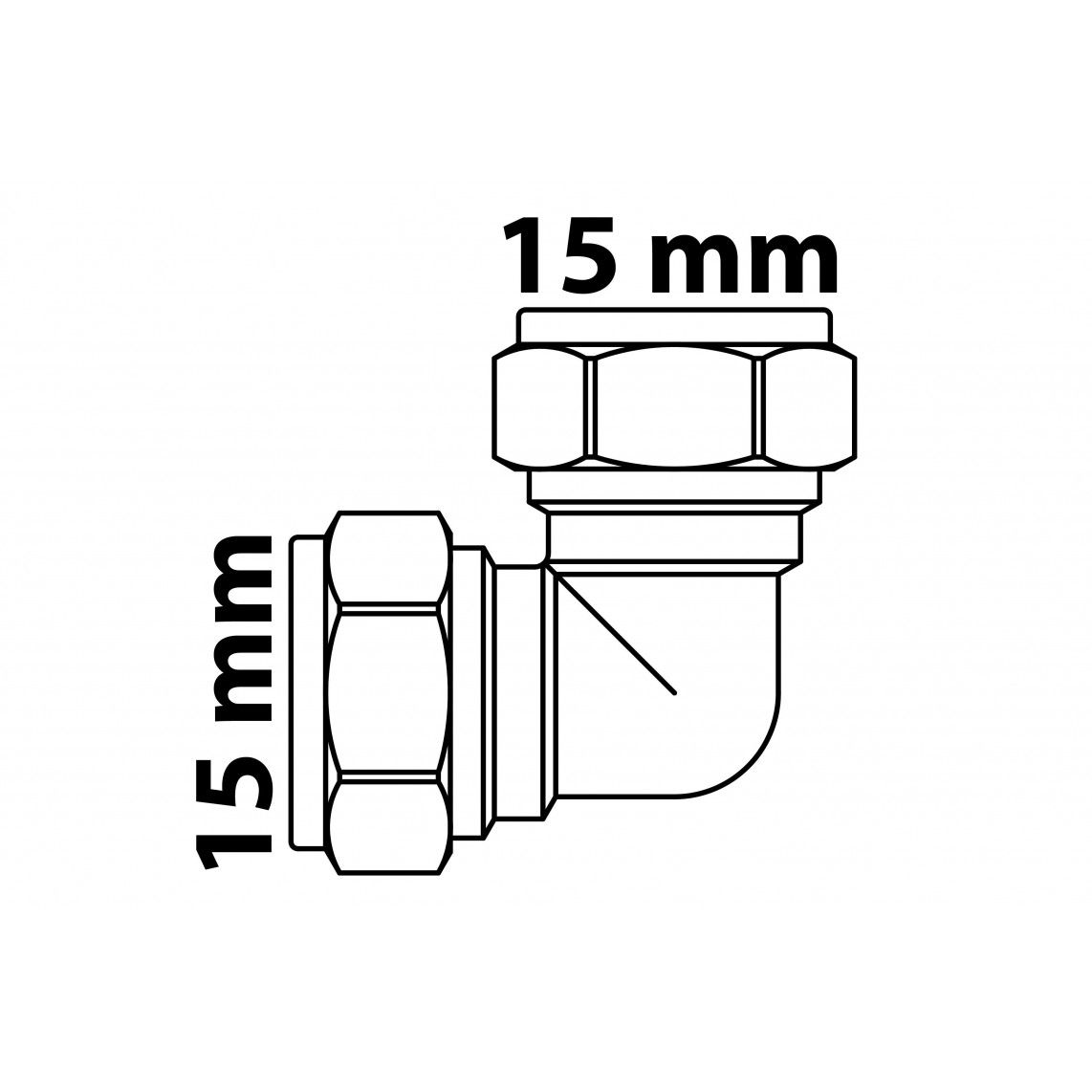 989451217 MS knie 90°, blanco, 15 mm, knelfitting voor koperen buis, vue 5