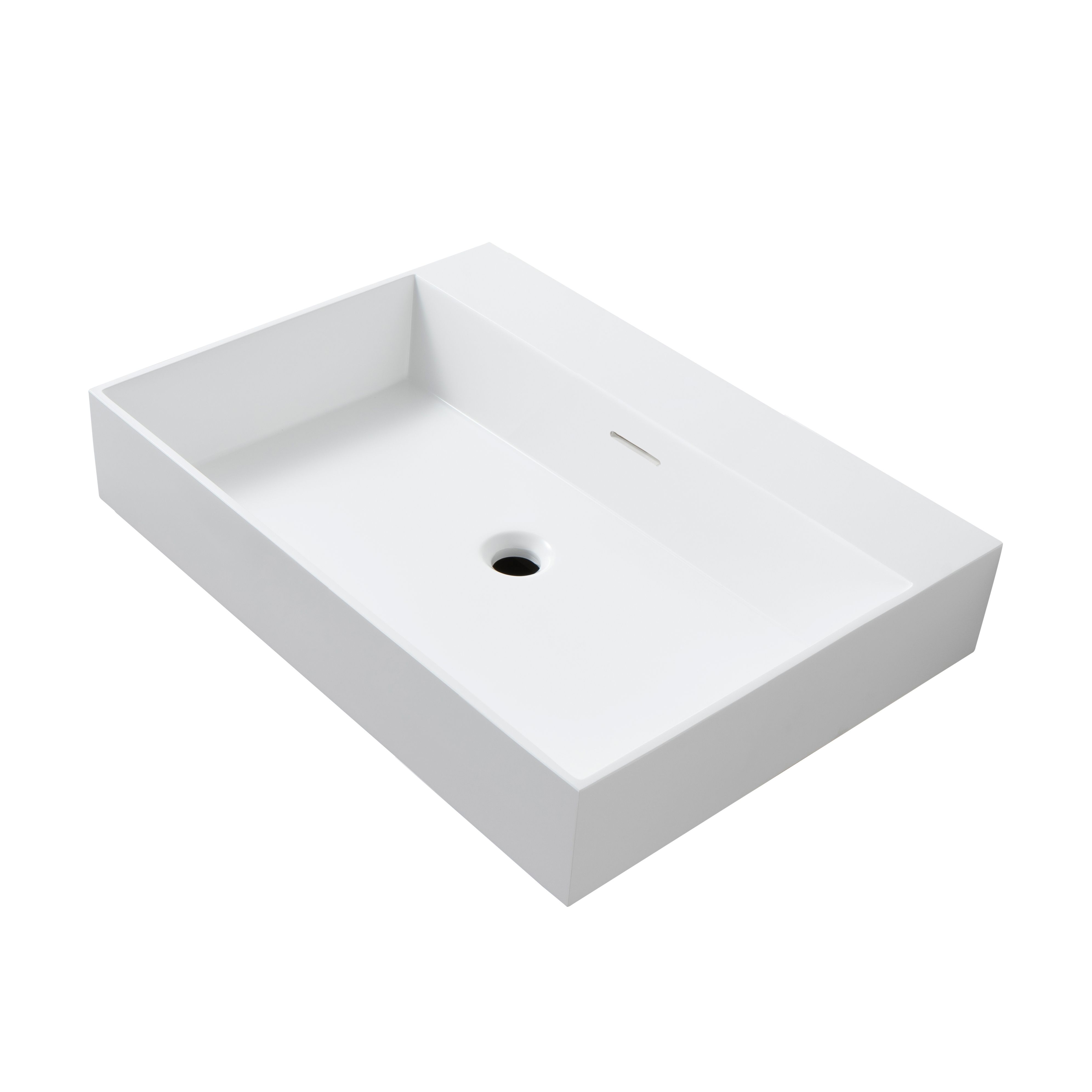WONDA SQUARE WASTAFEL - 1 WASBAK - MET OVERLOOP - ZONDER KRAANGAT - KUNSTMARMER - 80X12X52,5 CM - MAT WIT vue 2