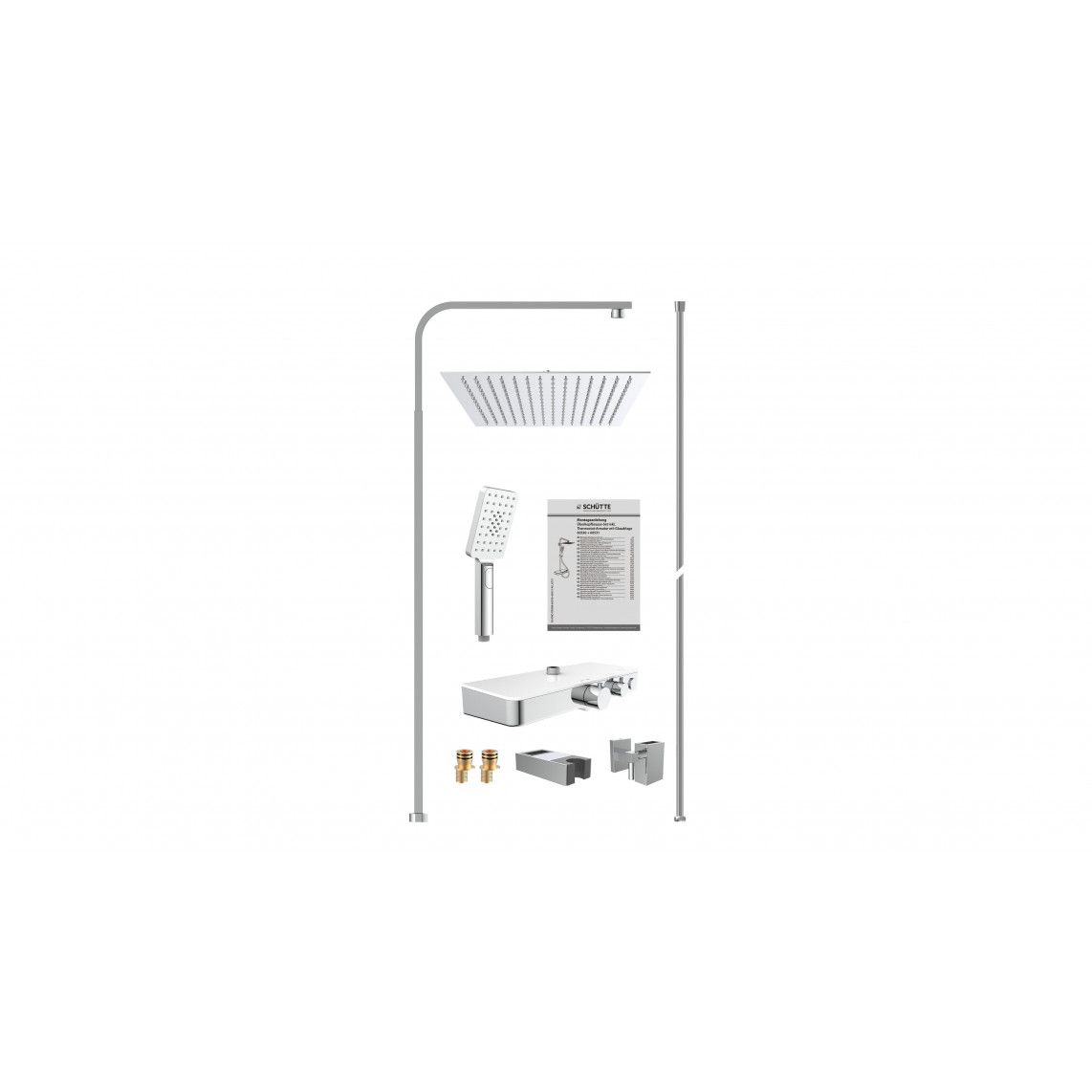 60530 OCEAN Overhead shower set, chrome/white, with thermostatic mixer, with tray vue 4