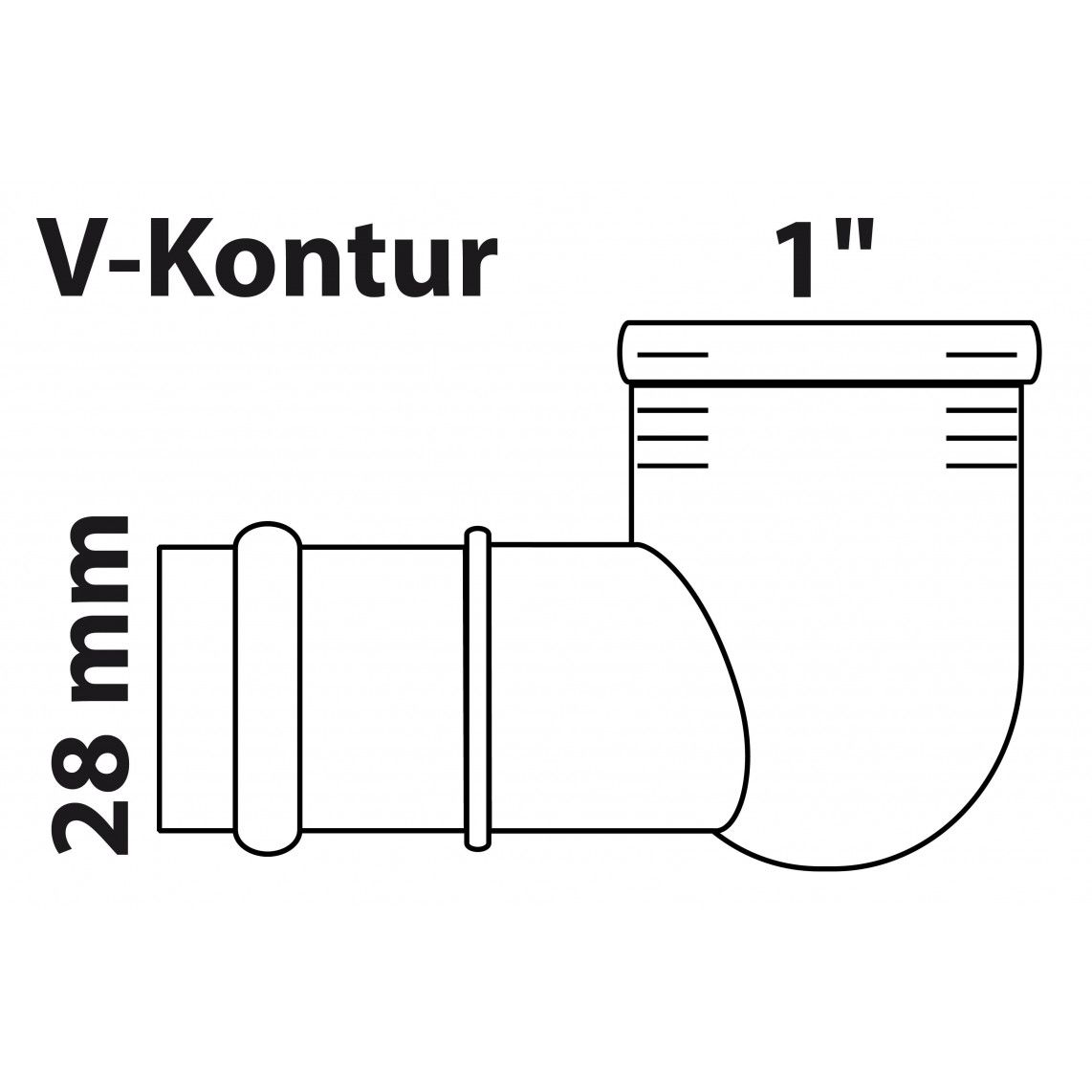 988621755 Transition angle 90°, press fitting for copper V-profile, 28 mm x 1" female, 1 socket vue 2