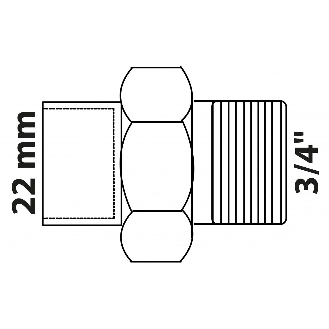 989243017 BR schroefverbinding, blanco, 22 mm x 3/4"BU, conische afdichting, 1 mof (4341g) vue 2