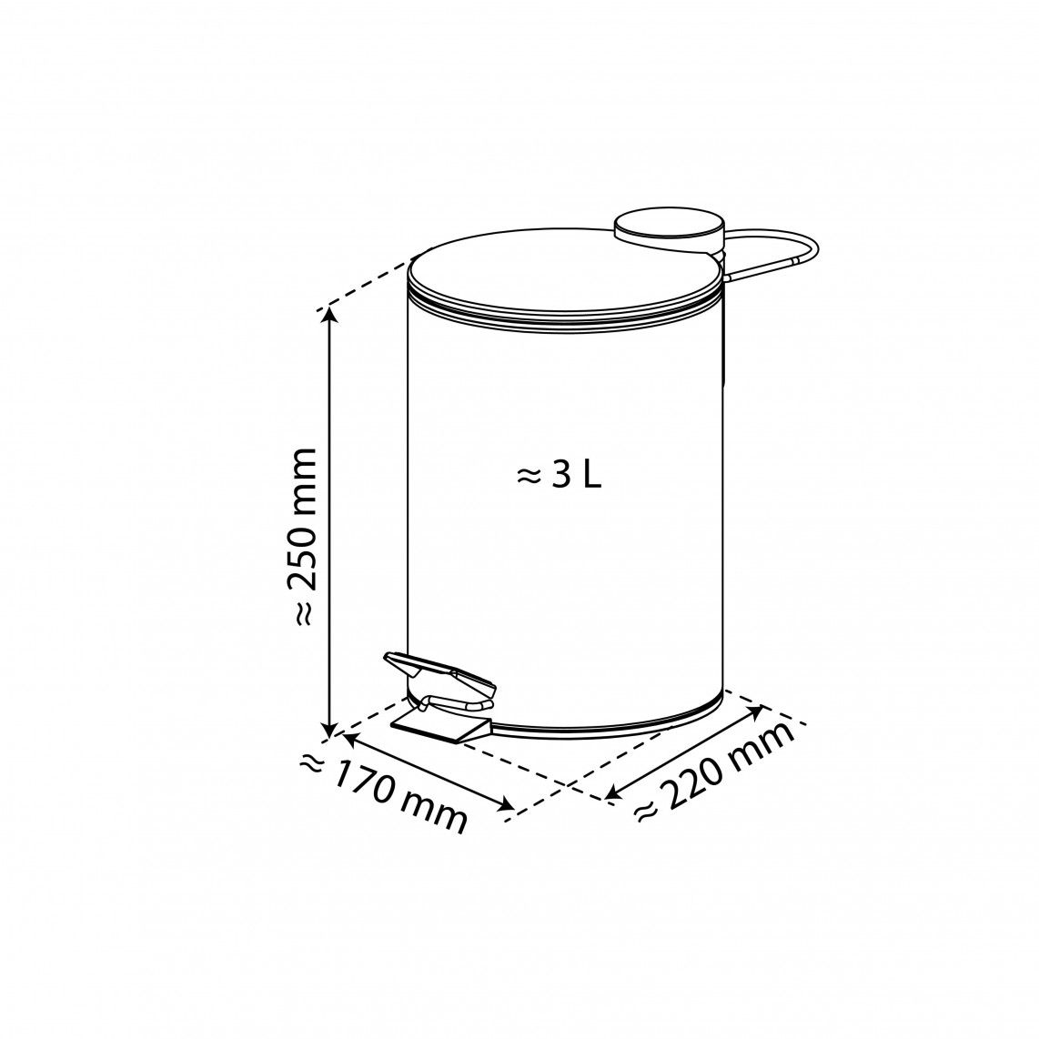 BA0302 Cosmetics pedal bin, black, ca. 3 l, with soft close vue 2