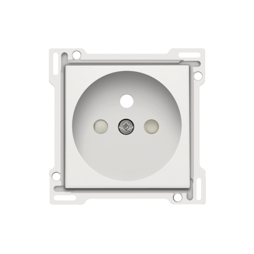 Set de finition pour prise de courant avec broche de terre et obturateurs de protection, profondeur d’encastrement de 28,5 mm, couleur white coated