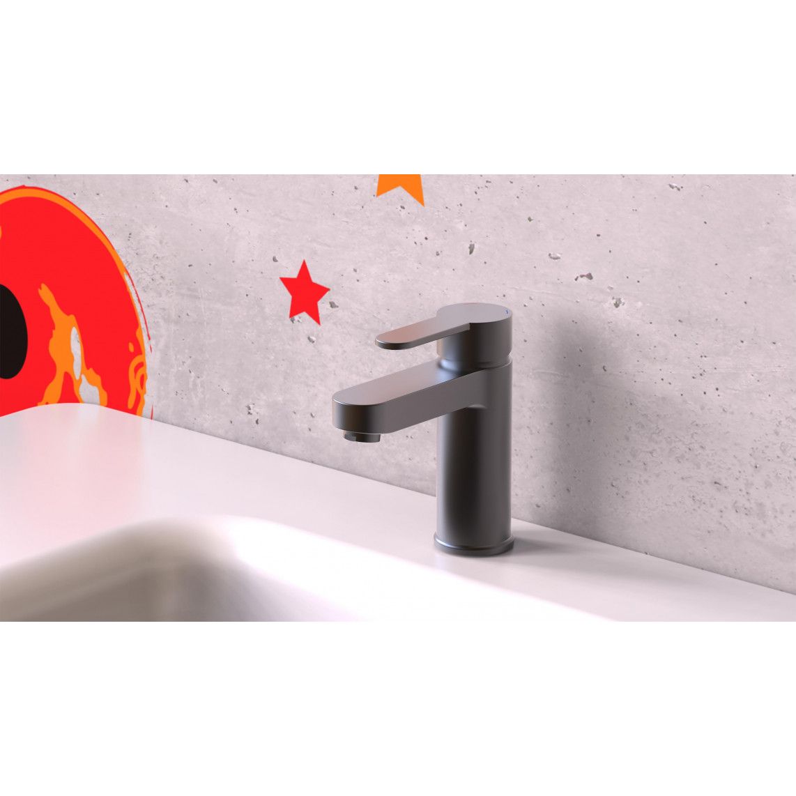34212 ELEPHANT Wash basin mixer, graphite matt vue 8