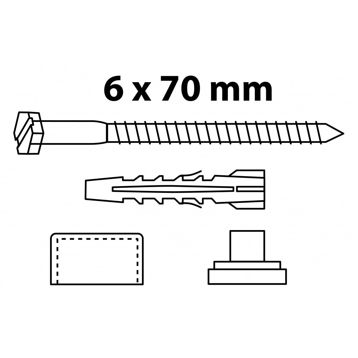 988461448 Wandcloset/plankmontageset lenskop, wit, M6 x 70 mm vue 2