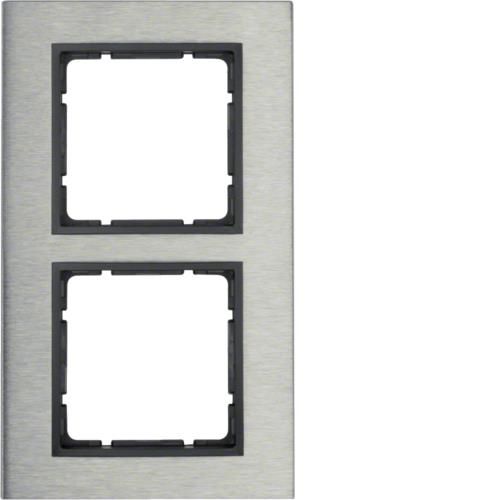 Plaque de recouvrement 2 postes Berker B.7 Inox / Anthracite
