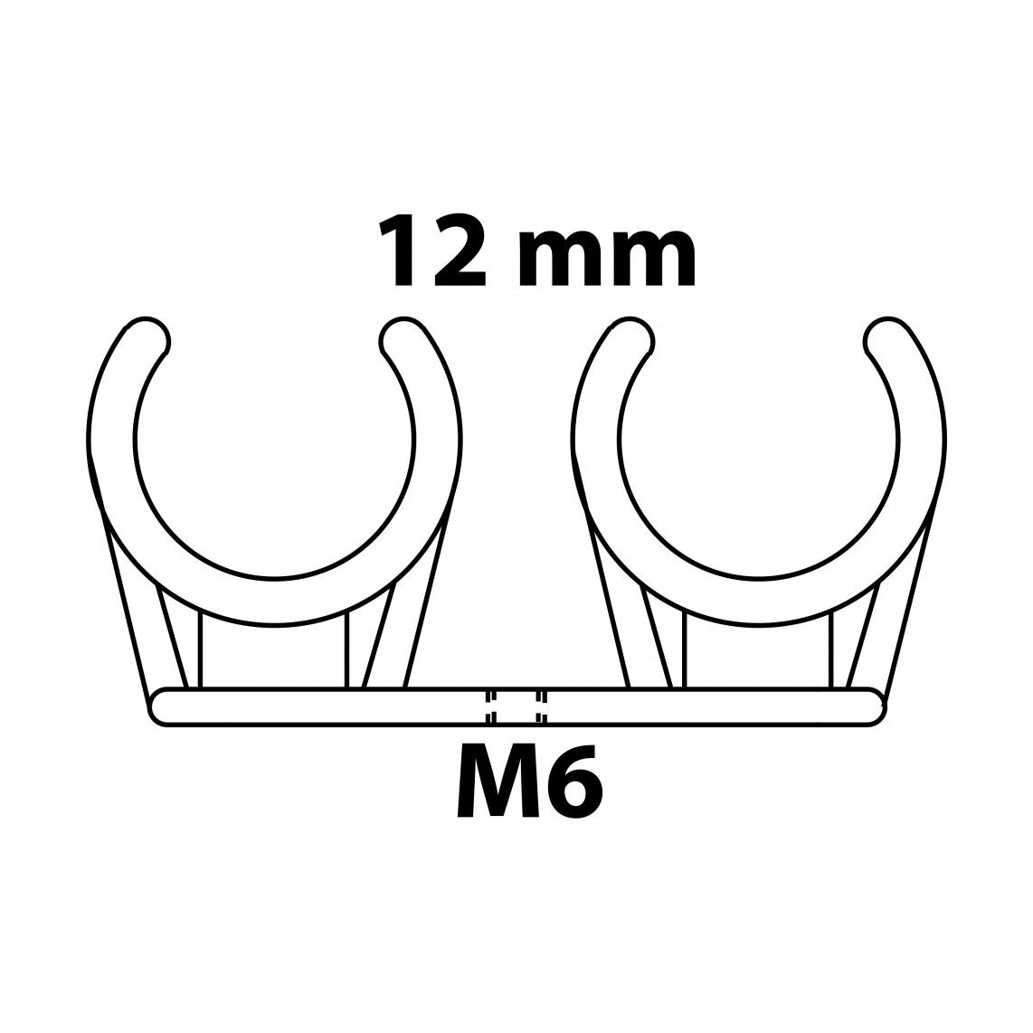 989186117 Pipe clip double, 12 mm, with M6 threaded sleeve vue 2