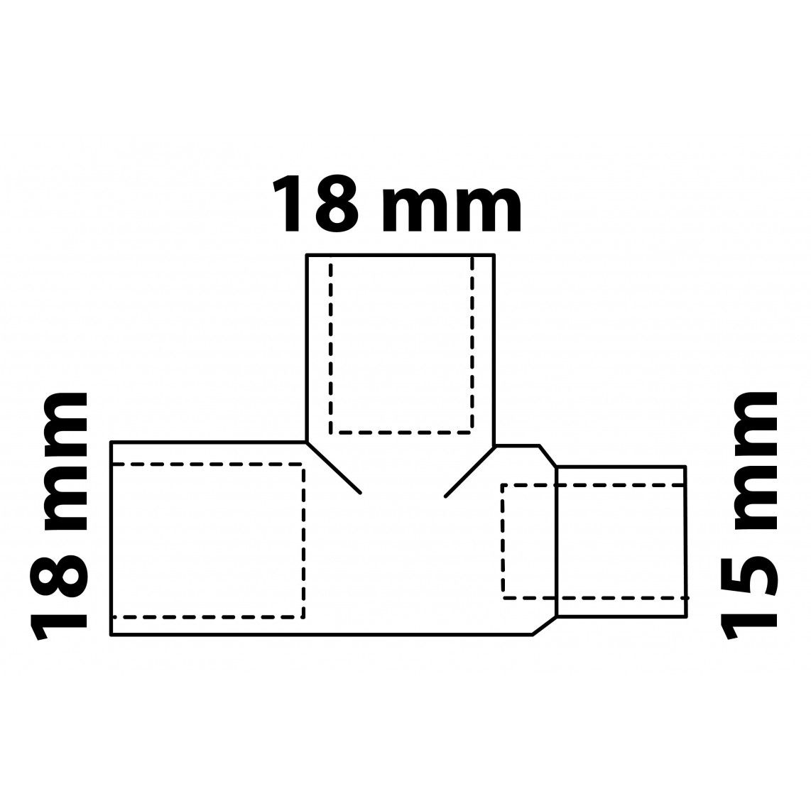 98927263 CU verloop T-stuk, blanco, 18 mm x 18 mm x 15 mm, 3 mofen (5130) vue 3