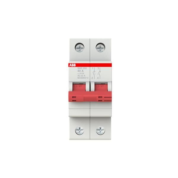Interrupteur - sectionneur Rouge on - off 2 pôles, 40A 415Vac, Ac - 22A, 10kA, 125Vdc Dc - 21A