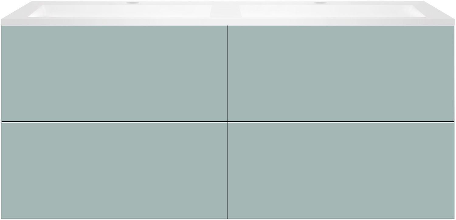 ONDERBOUW COFFEE 4 LADES 140 DUO IJSBLAUW ZACHT MAT +DUBBELE WASTAFEL KUNSTMARMER MAT WIT vue 1