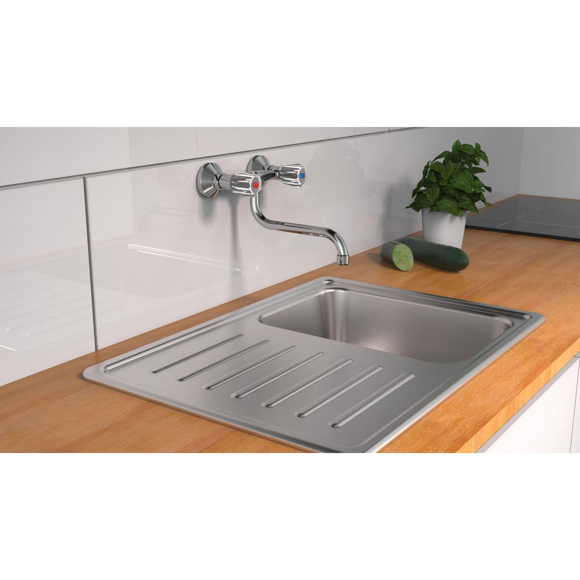 57600 BRILLANT Sink mixer, chrome, for wall fixing vue 3