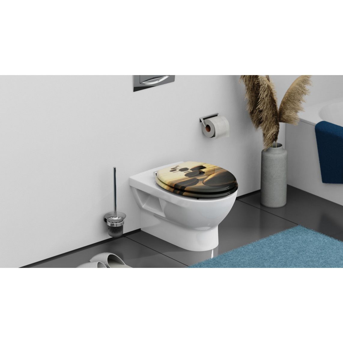 80127 MDF Toilet seat SEA STONE, with soft close vue 10