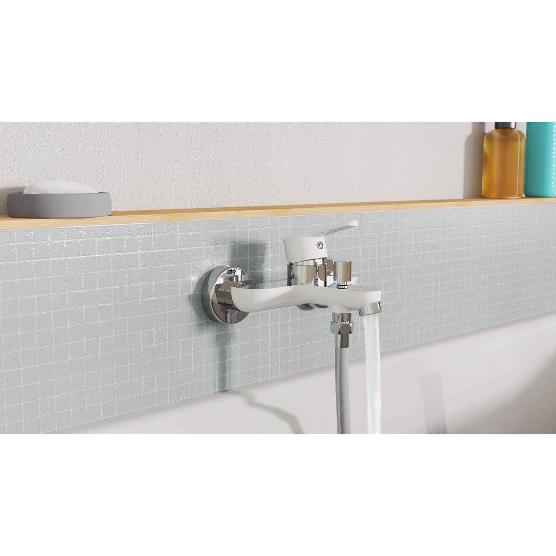 NI023DINWCR DIZIANI Bathtub mixer, white/chrome vue 6