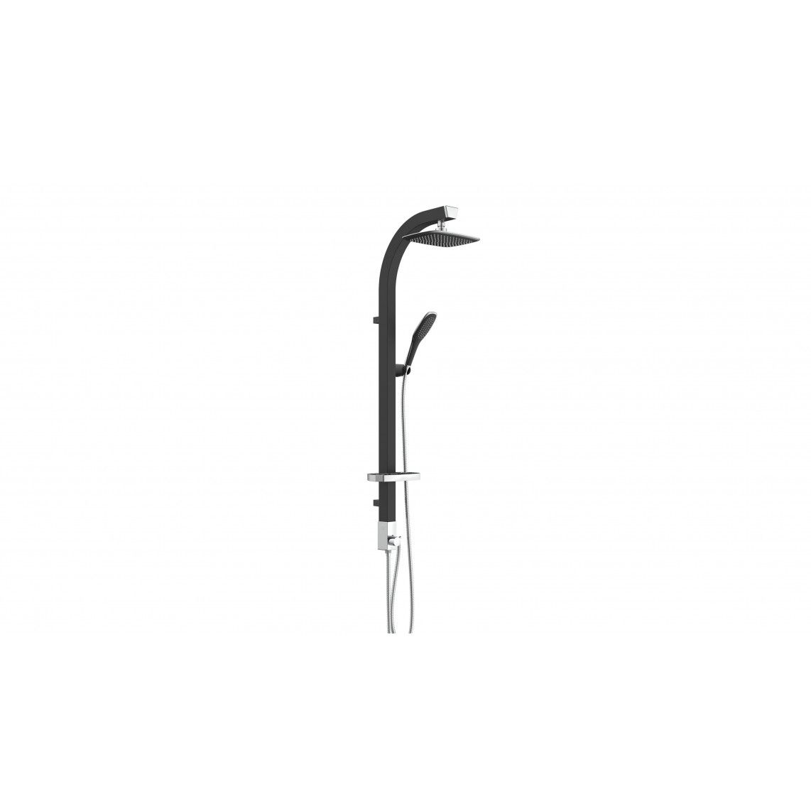60060 MADAGASKAR Overhead shower set, black matt/chrome vue 2