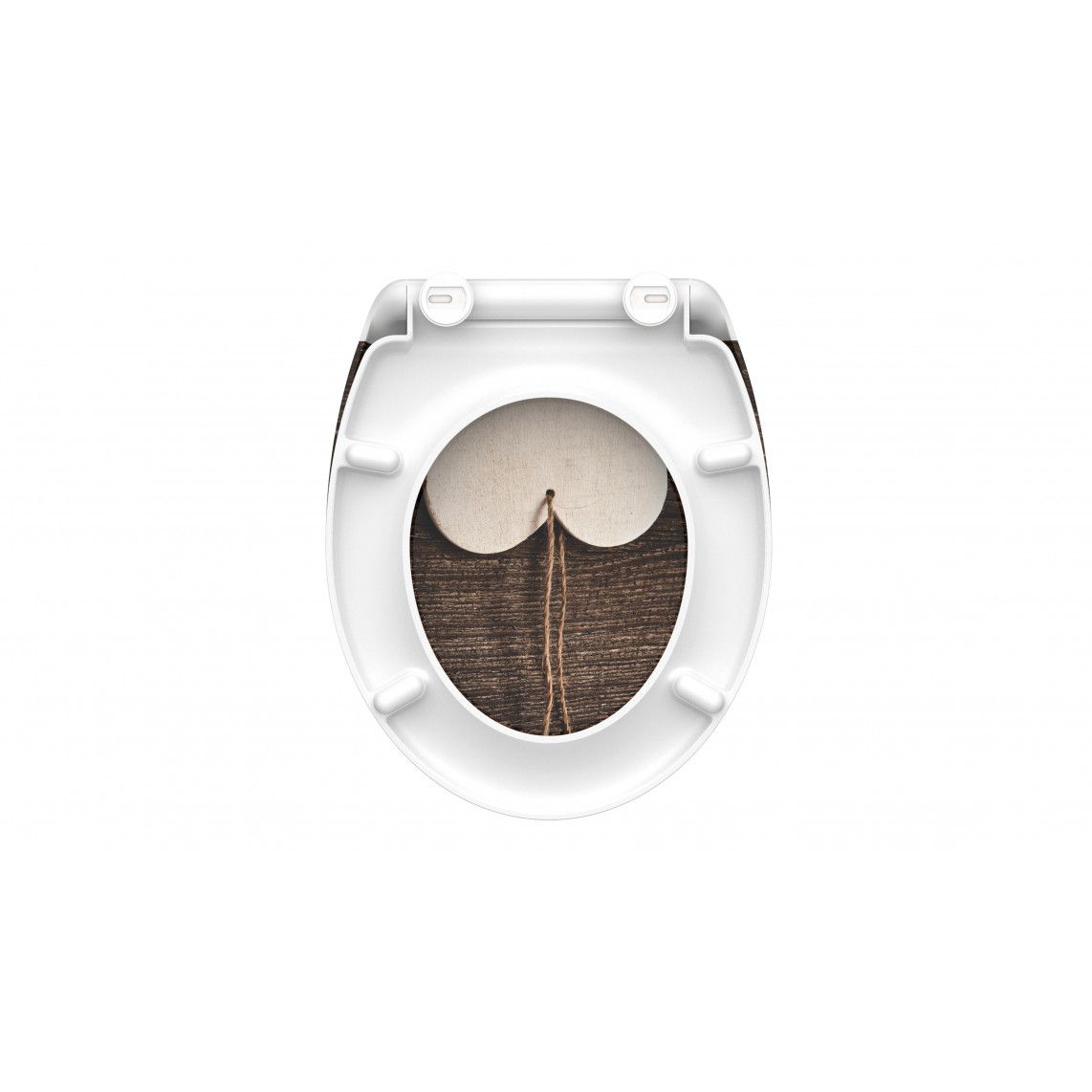 82377 Duroplast WC-zitting WOOD HEART, met valrem en afneembaar vue 6