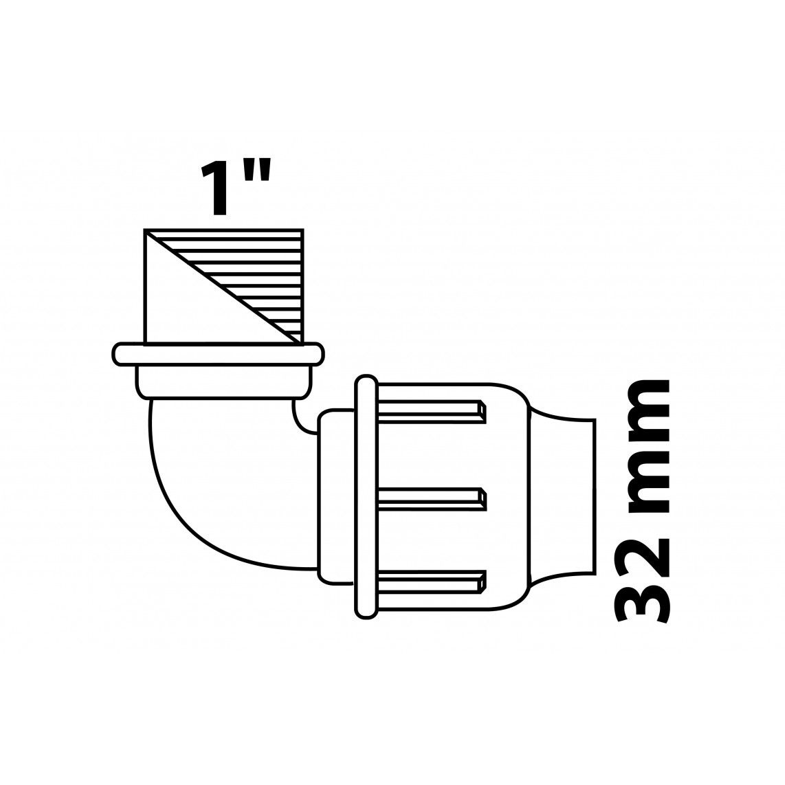 984846317 PP knie 90°, 32 mm x 1"BI, knelfitting voor tyleen/socarex vue 4
