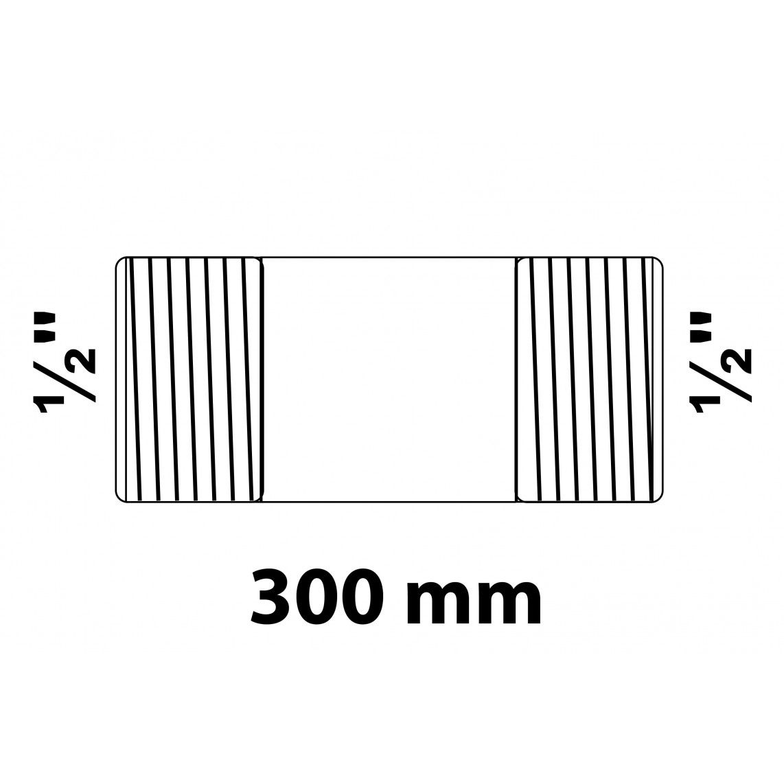 989822555 Barrel nipple, malleable galvanized, 1/2" x 300 mm vue 2