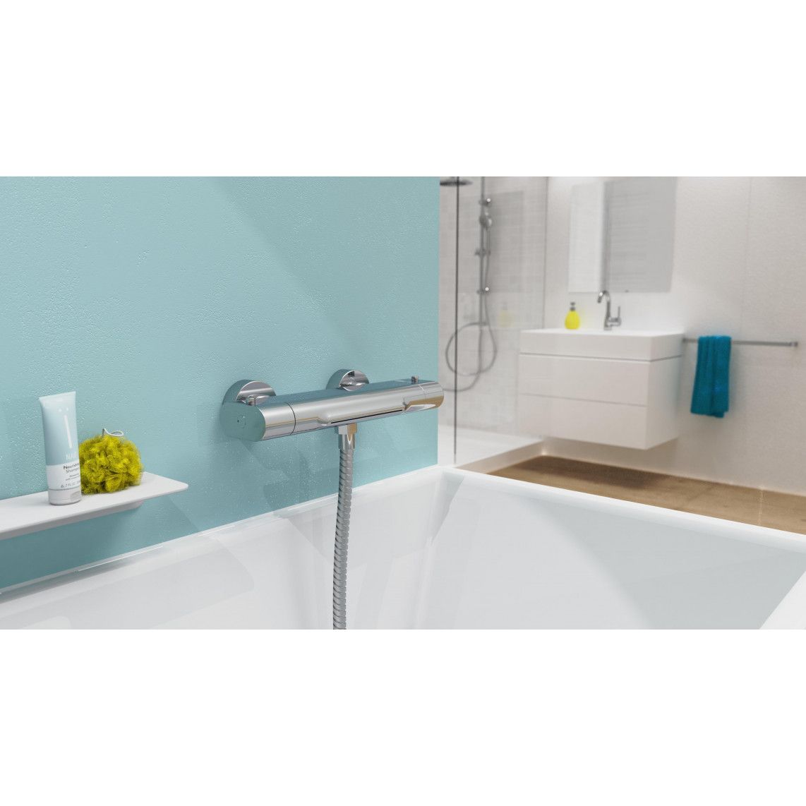 1330090 CARNEO Bathtub mixer, chrome, with waterfall spout vue 11