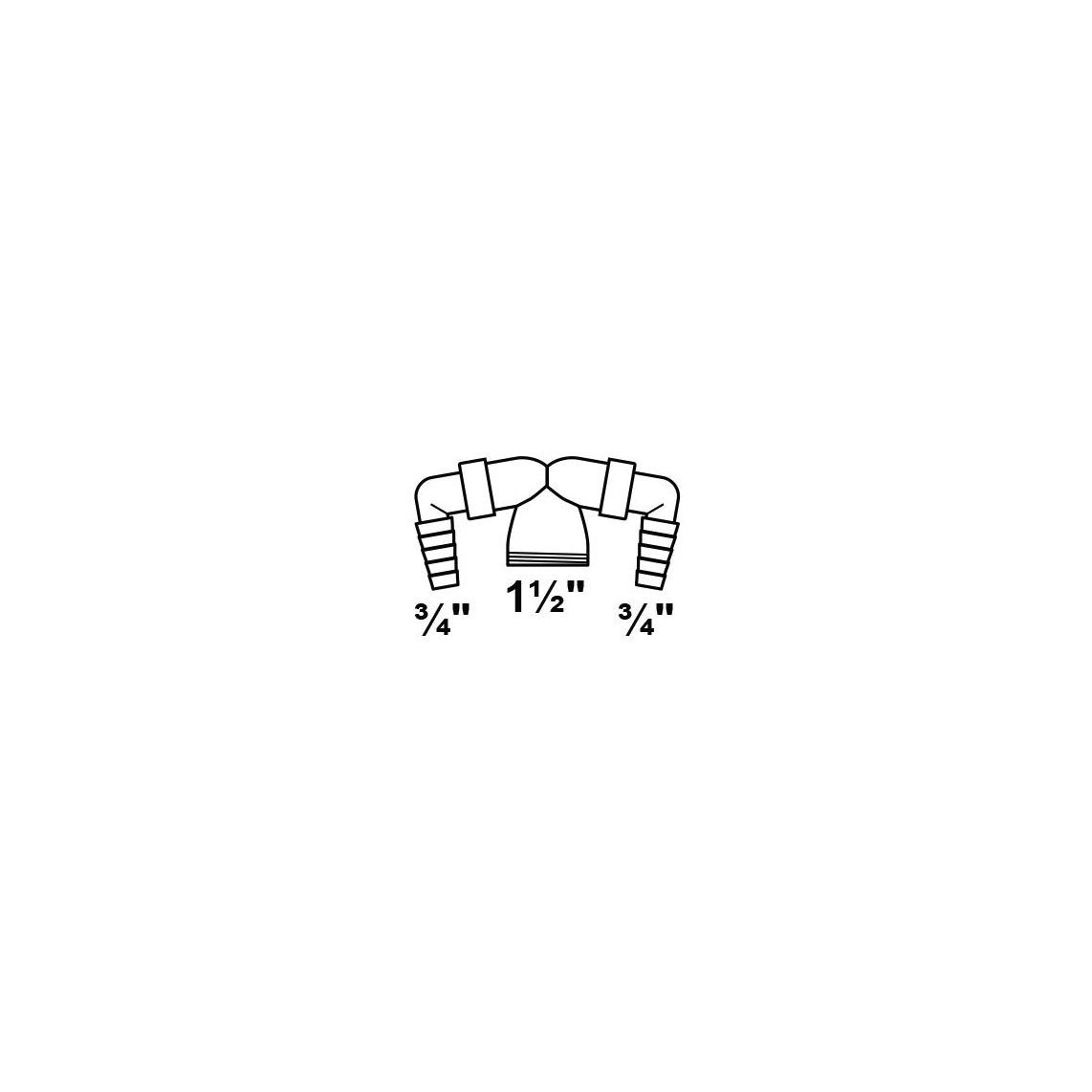 98837960 DALLMER Double device connection, plastic, white, 1 1/2" male x 3/4" sleeve vue 2