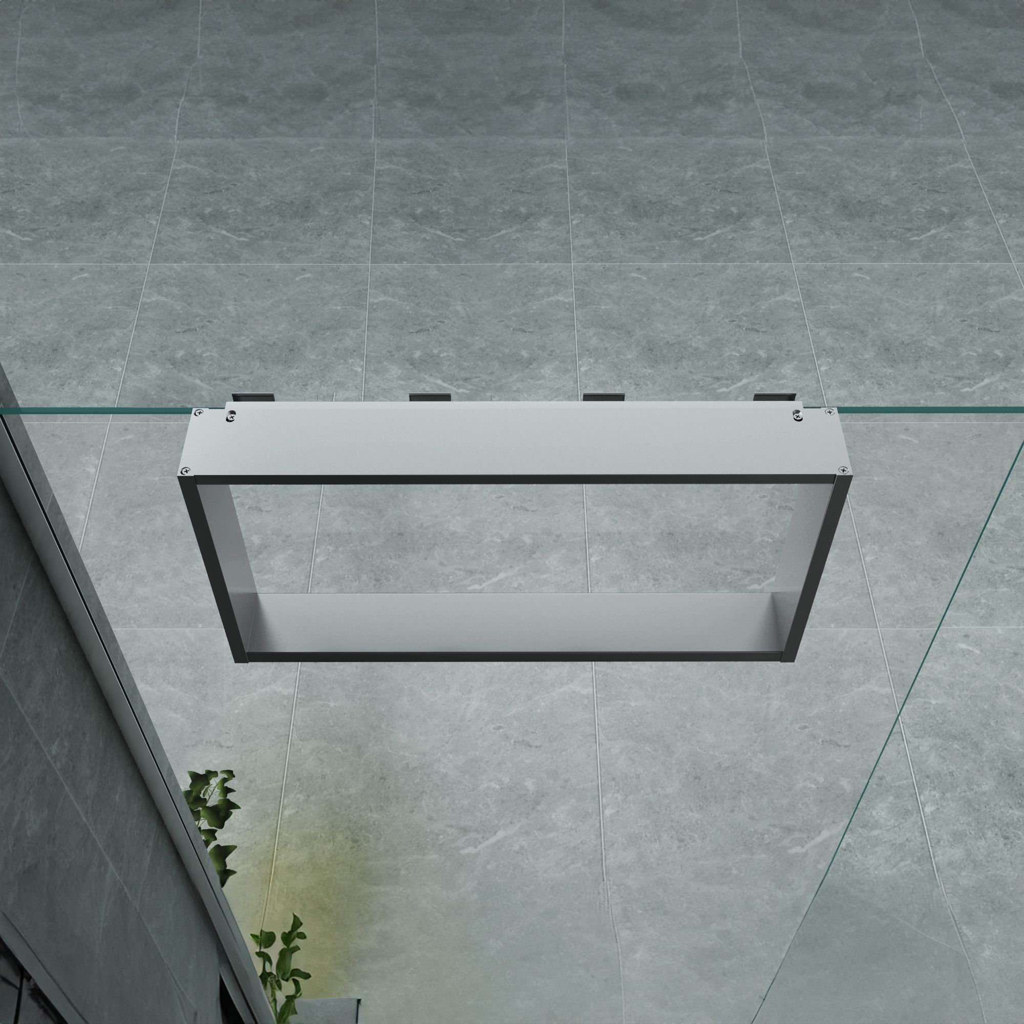 OPBOUWNIS VOOR DOUCHEWAND - 4 HANDDOEKHAKEN - ALUMINIUM - 60X30X8 CM - GLANZEND ALUMINIUM vue 3