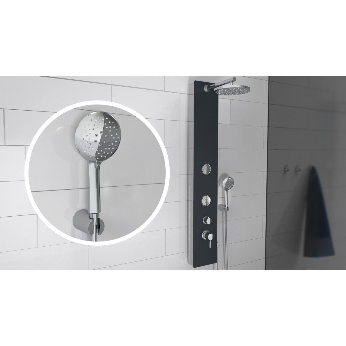 60033 Shower panel, glass,/anthracite vue 4