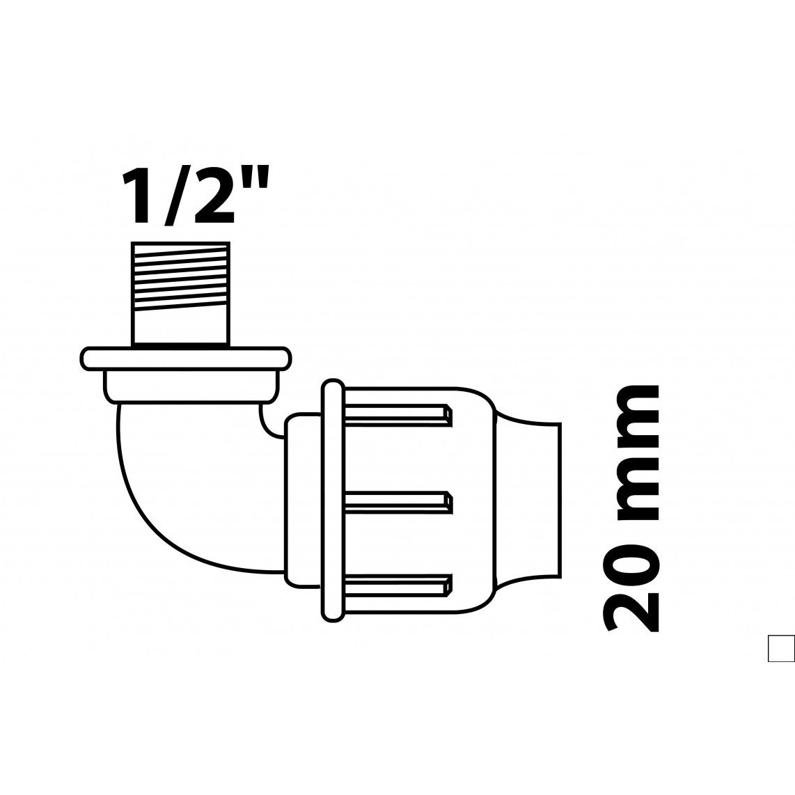 984847117 PP knie 90°, 20 mm x 1/2"BU, knelfitting voor tyleen/socarex vue 2