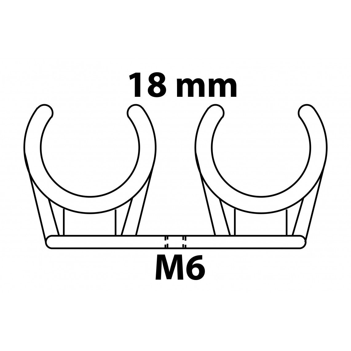 989188355 Pipe clip double, 18 mm, with M6 threaded sleeve (3x) vue 2