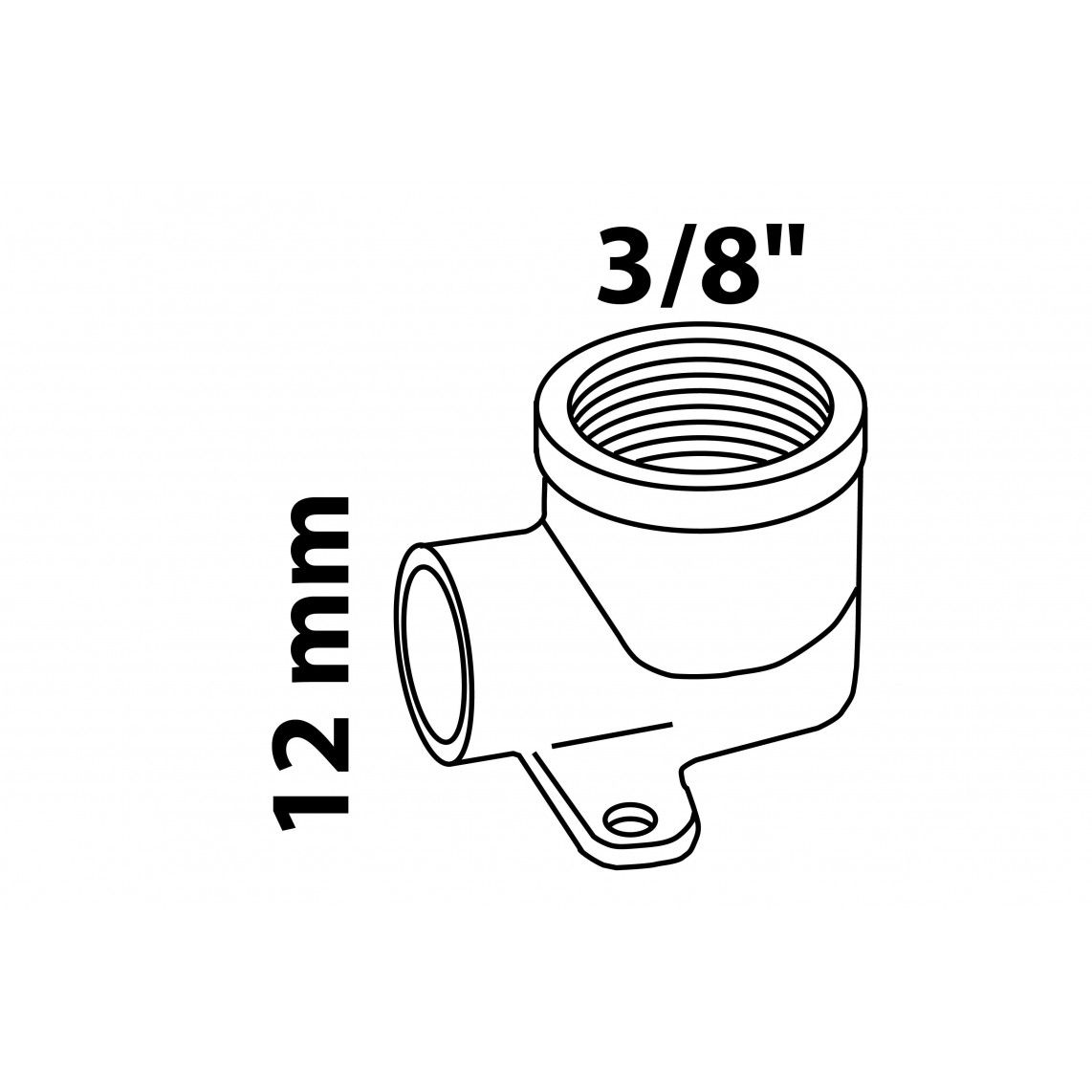 989121055 Elbow wall plate, red brass, 12 mm x 3/8" female, 1 socket vue 2