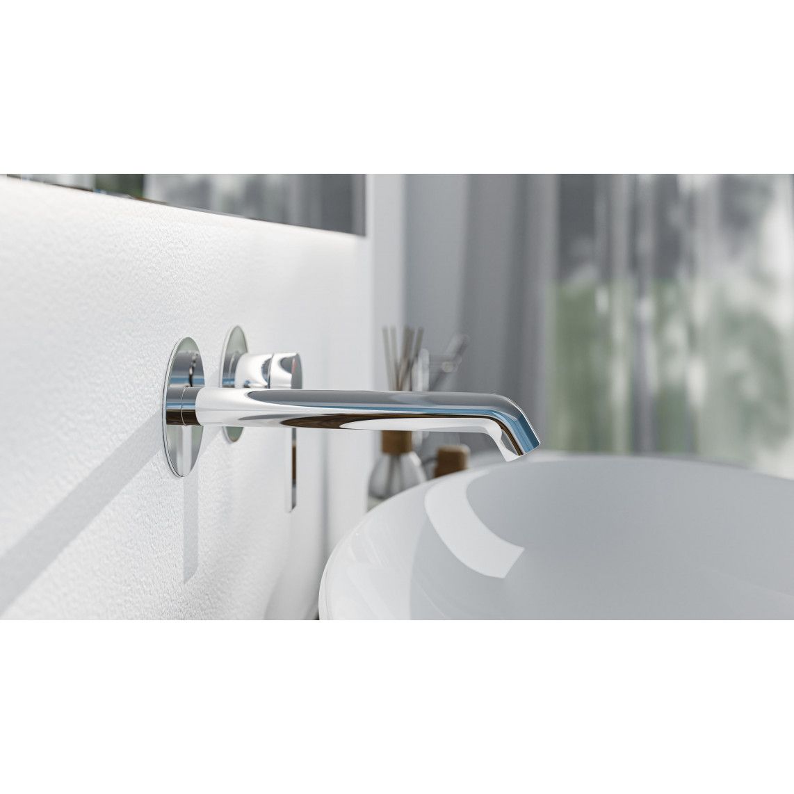33160 LOS ANGELES Wash basin mixer, chrome, for wall fixing vue 10
